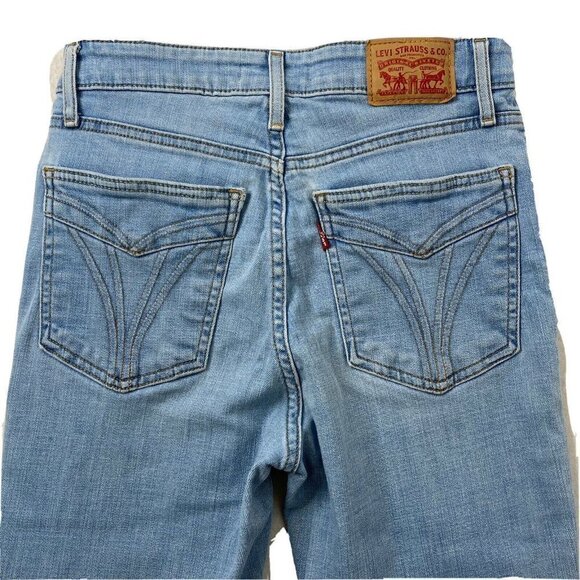 Levi's 721 Womens size 28 High Rise Skinny Stretch Denim Jeans Raw Hem Blue - Picture 4 of 14